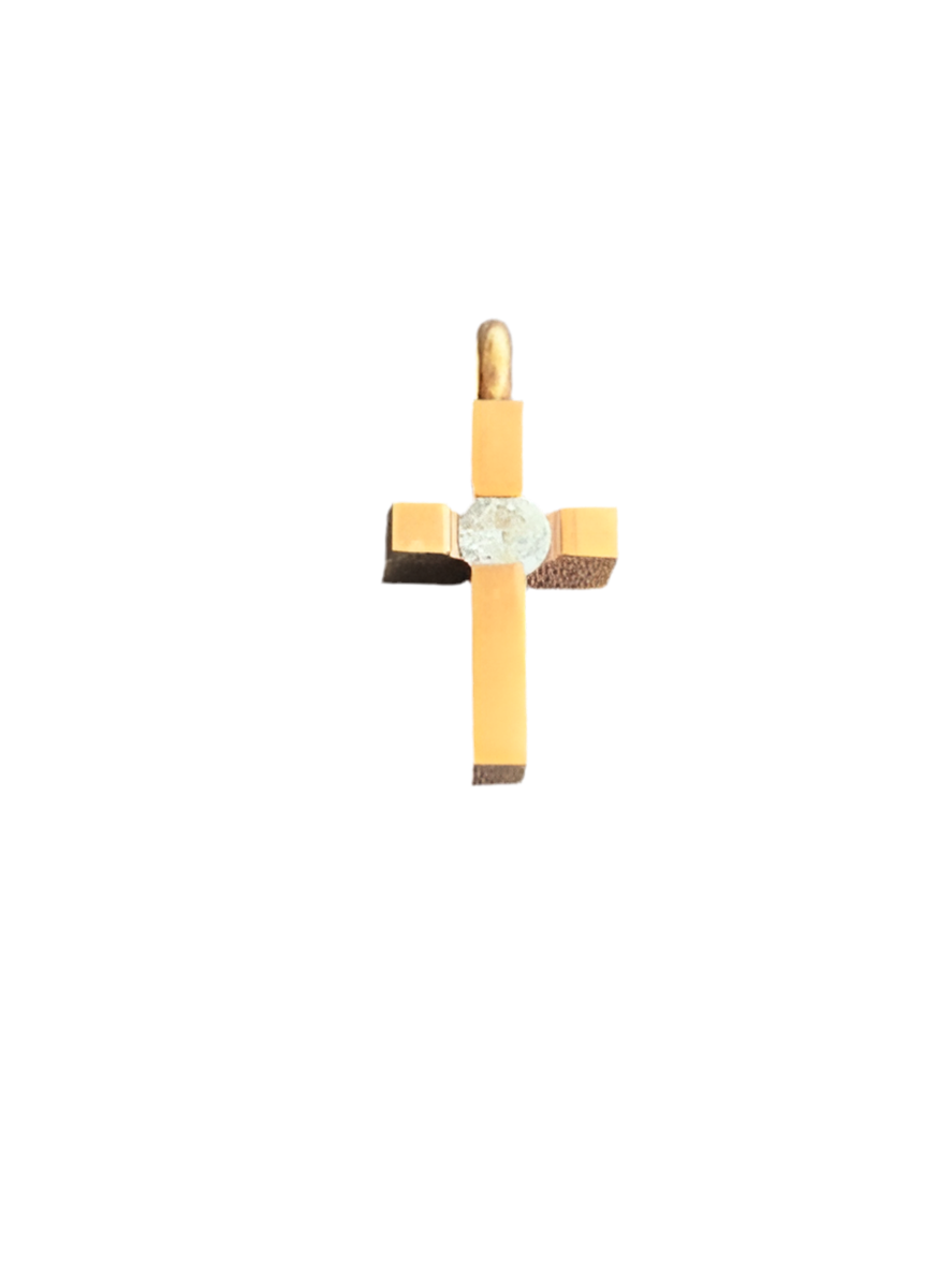 A modern cross pendant in gold-tone stainless steel