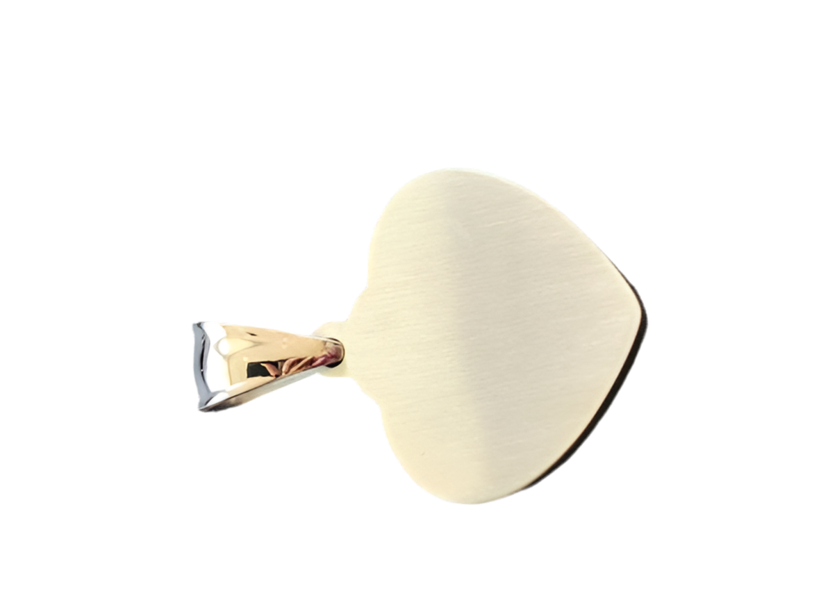 A heart-shaped pendant with a vibrant blue enamel