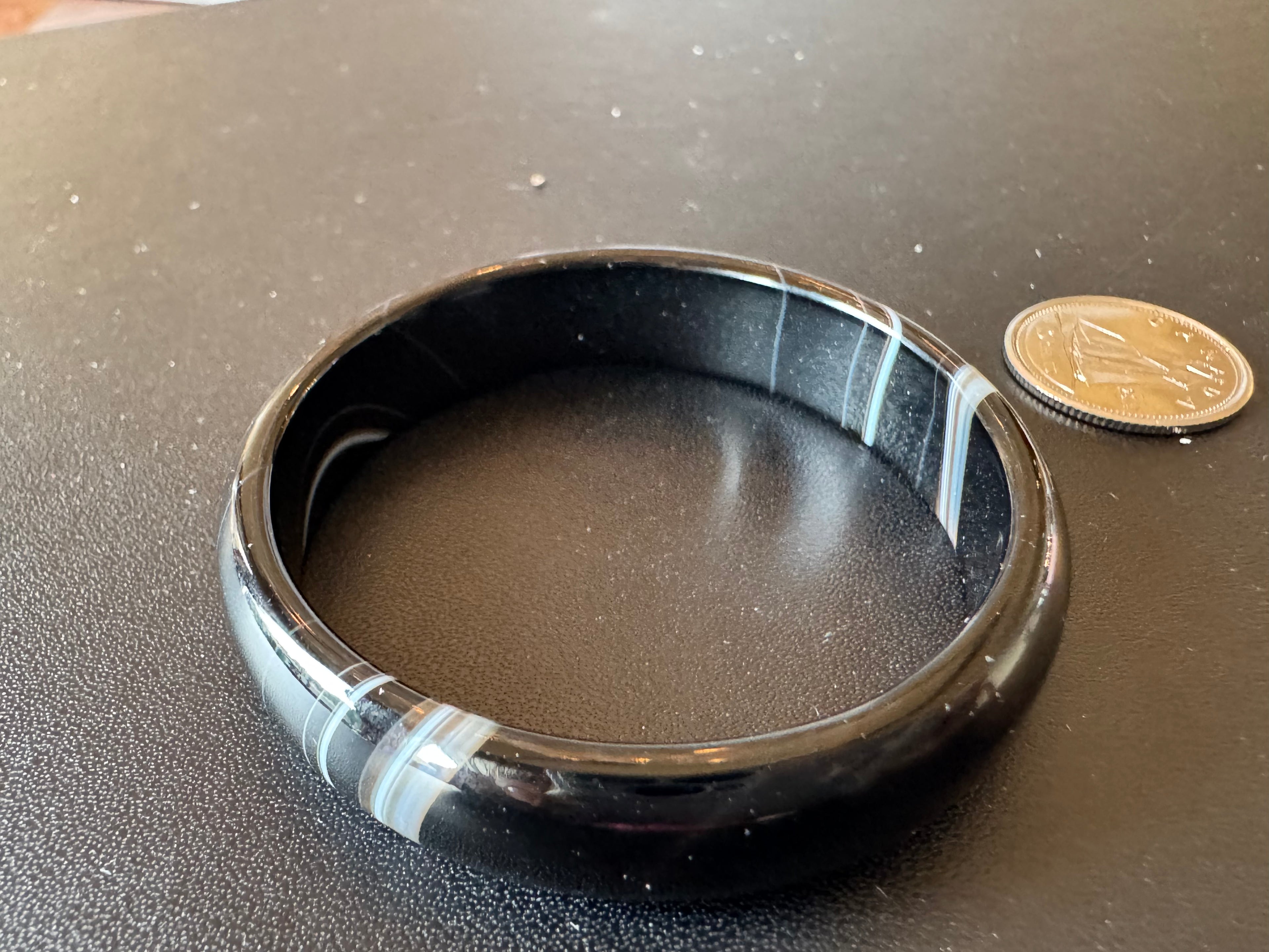 Black /geey white agate jade bangle
