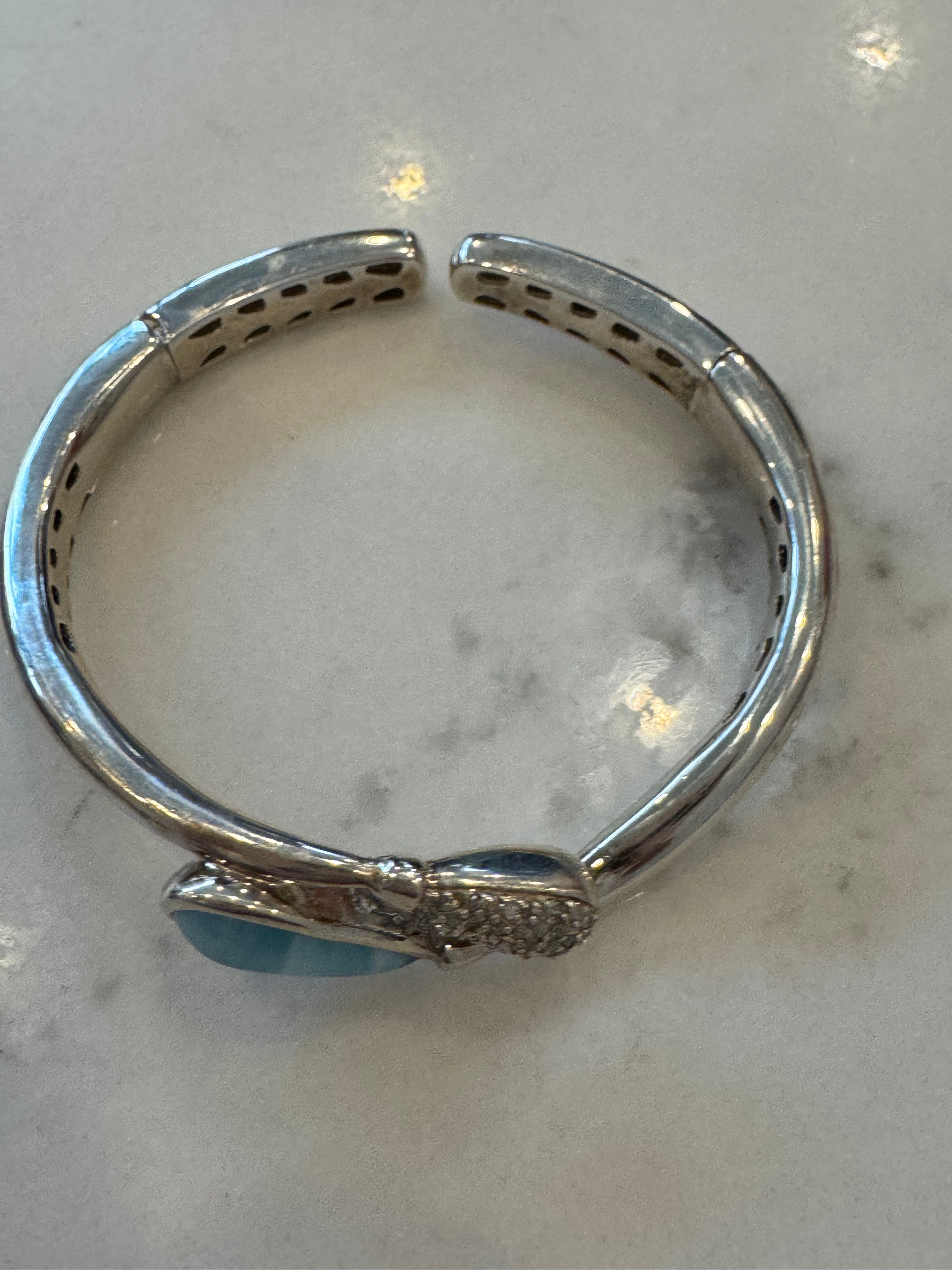 Blue Topaz & Diamond Sterling Silver Cuff Bracelet