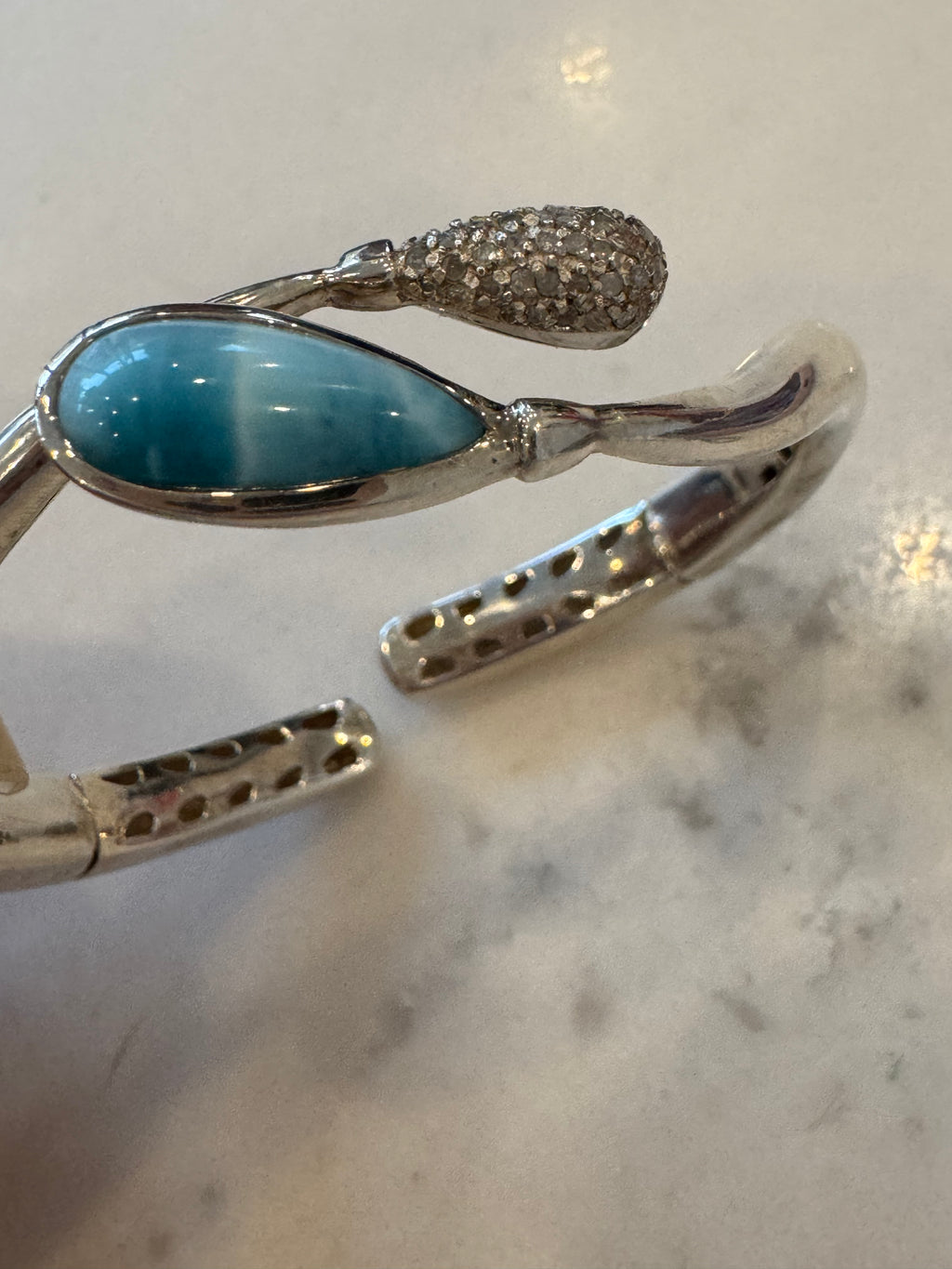 Blue Topaz & Diamond Sterling Silver Cuff Bracelet