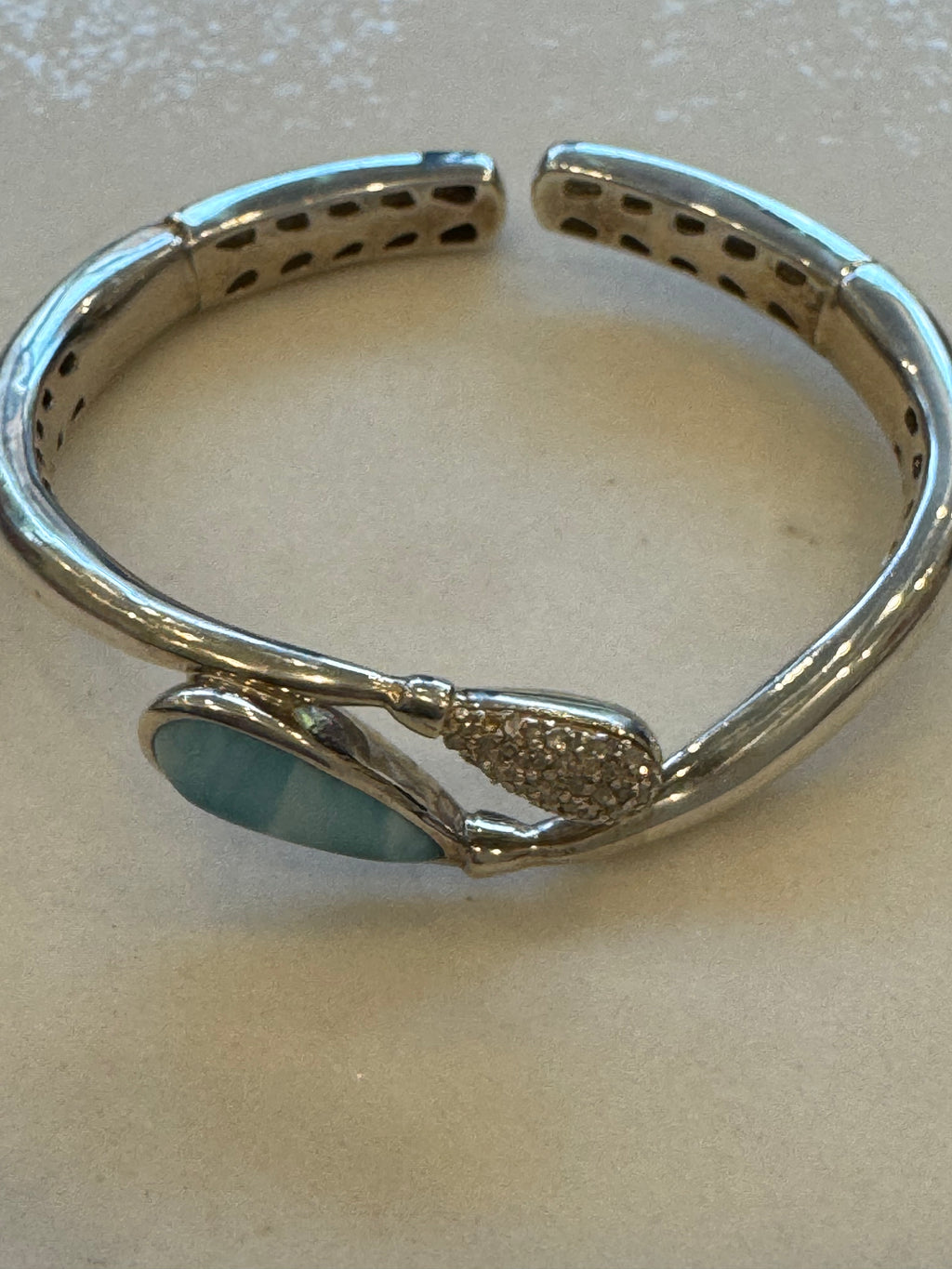 Blue Topaz & Diamond Sterling Silver Cuff Bracelet