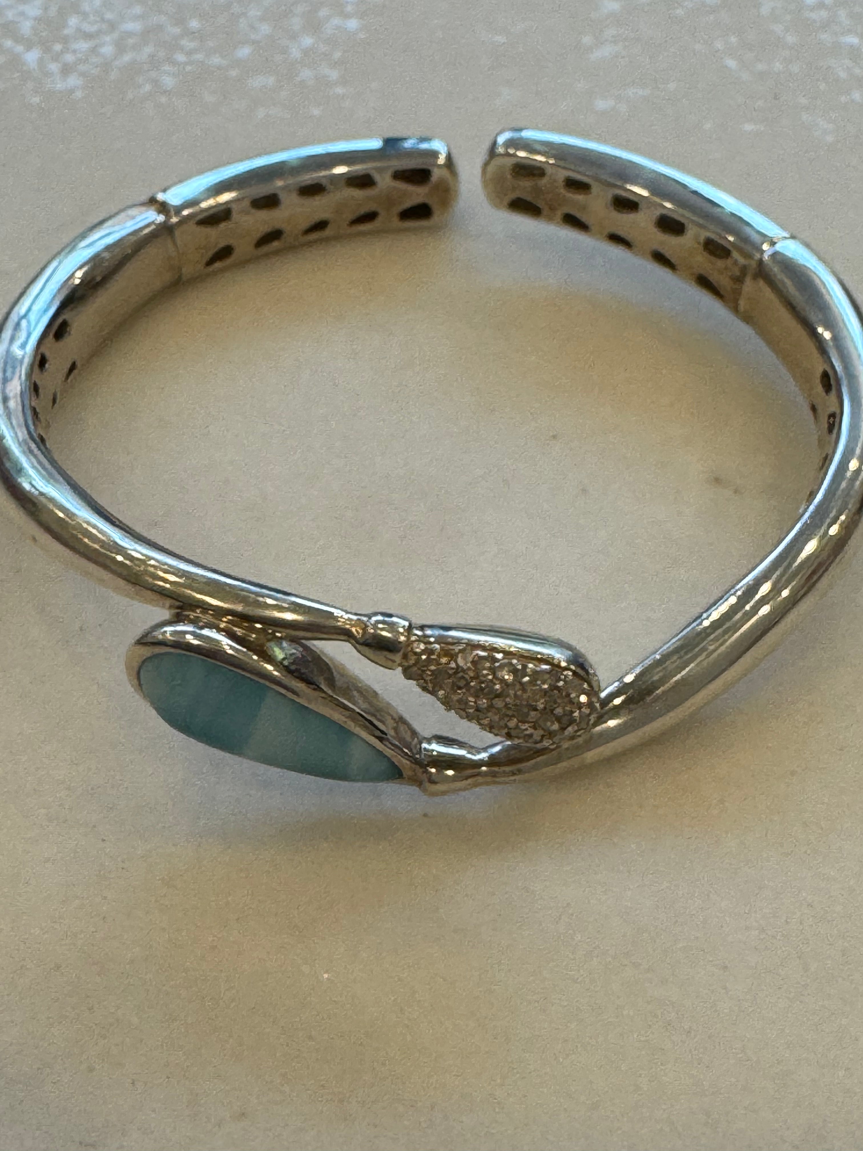 Blue Topaz & Diamond Sterling Silver Cuff Bracelet