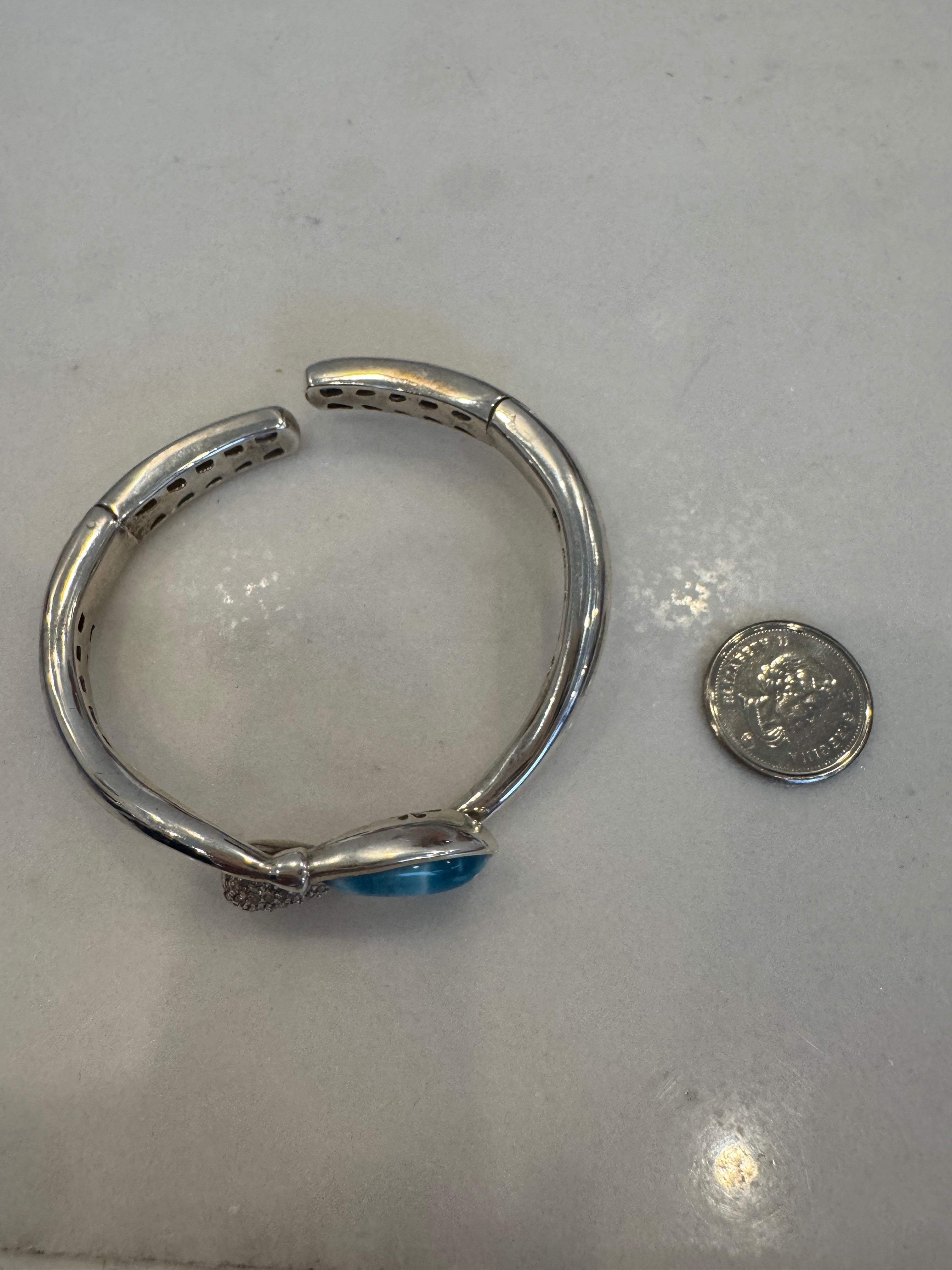 Blue Topaz & Diamond Sterling Silver Cuff Bracelet